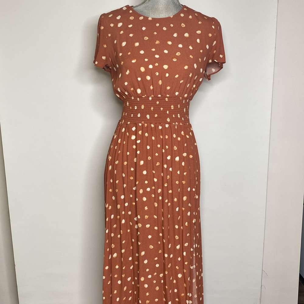 Aritzia Polka Dot Rust Dress - Picture 5 of 7